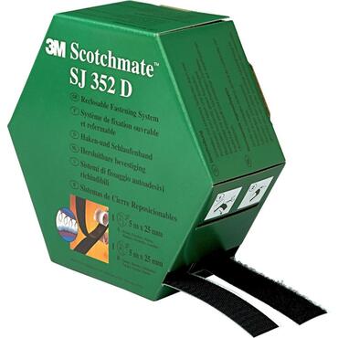 Klettband SJ-352 D 25mm x 5m Schwarz